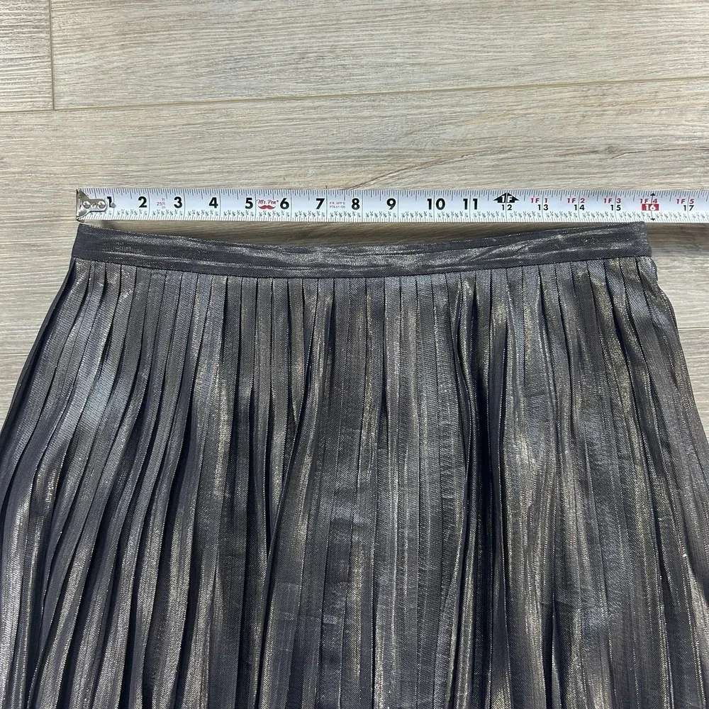 Tory‎ Burch Size 10 Silk Blend Gold Metallic Pleated Skirt A-Line Office Holiday